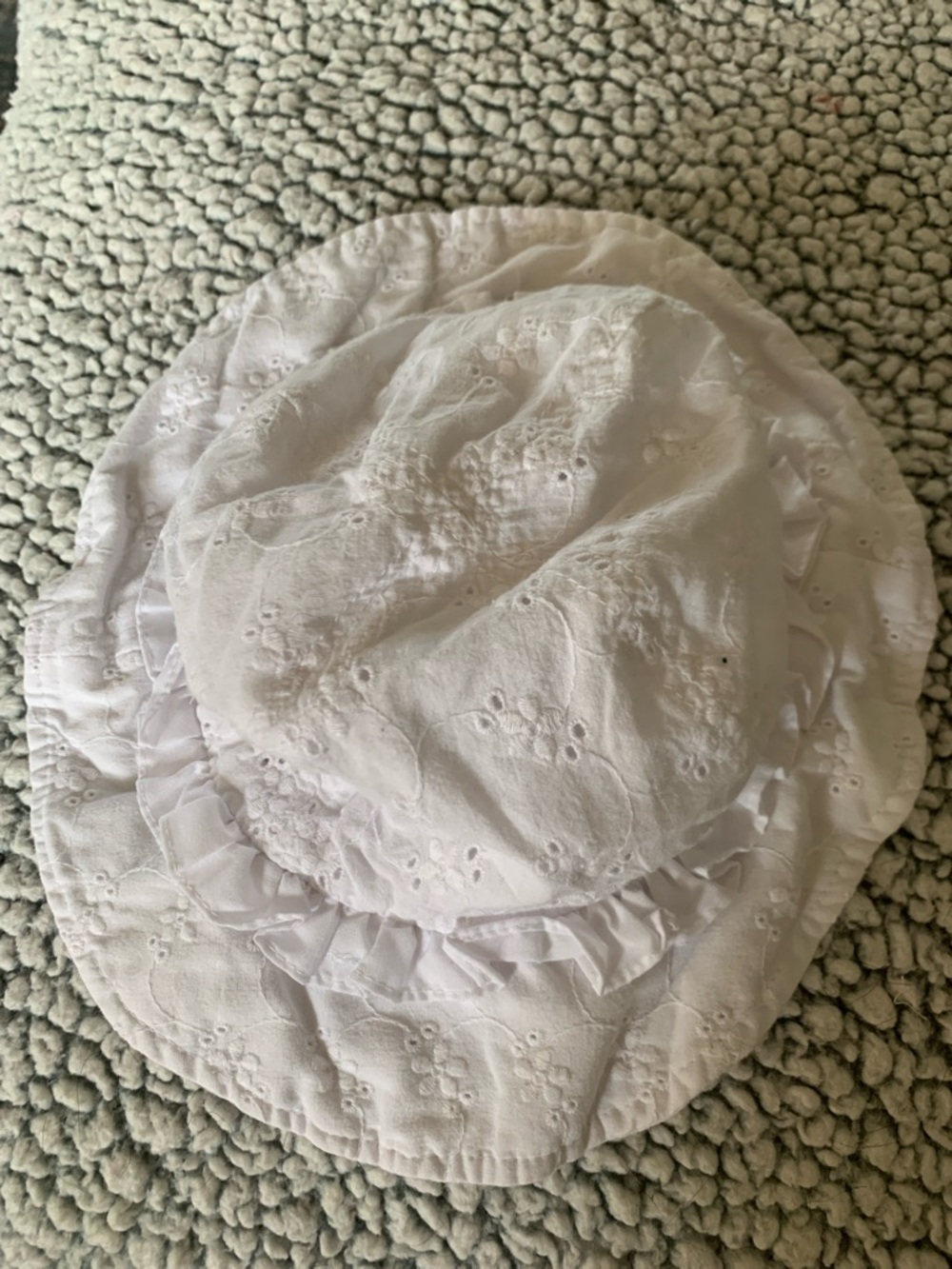 4/$10 Infant/Toddler Cotton White Eyelet Ruffle Sun Hat